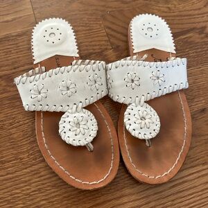 Girls Jack Roger’s White Leather Sandals with Stitch Detailing